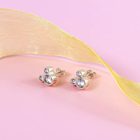 Mickey Mouse Sterling Silver Stud Earrings – Cubic Zirconia Theme Park Exclusive - Picture 4 of 7